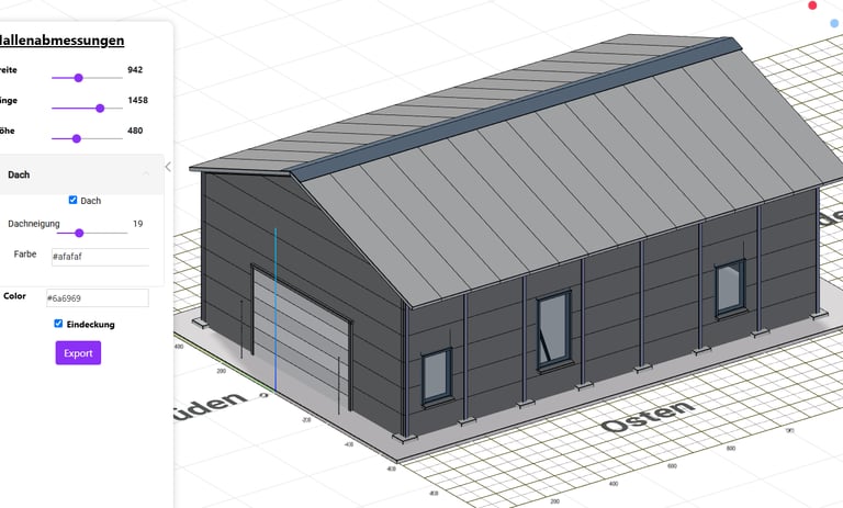 Browserbasierter Konfigurator für ein modulares Hallen- und Gebäudesystem