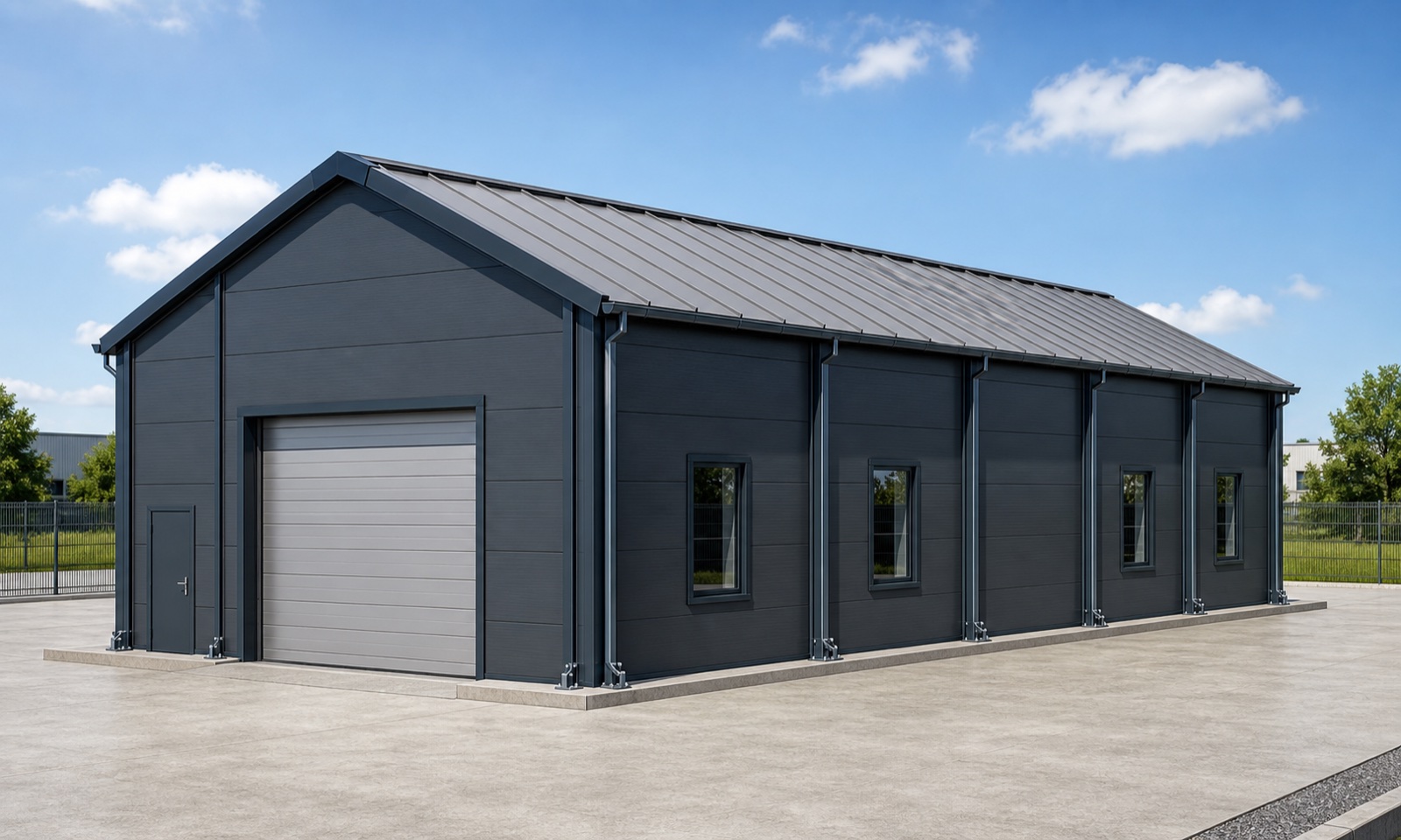 Fotorealistische Darstellung eines modularen Gebäudes